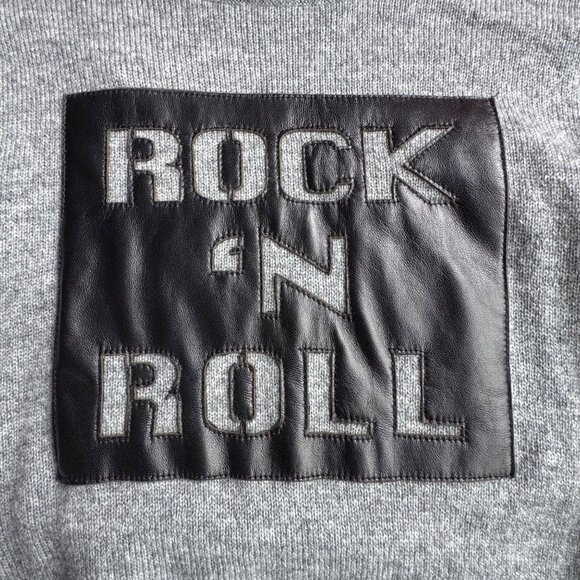 AUTUMN CASHMERE KIDS Rock N Roll Sweater Unisex 8 Leather Gray Merino Wool NWOT - Picture 3 of 8